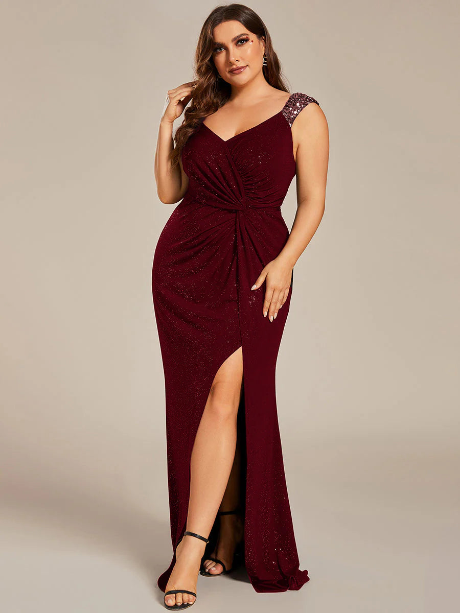 Glitter Split Plus Size Evening Dress Size 22