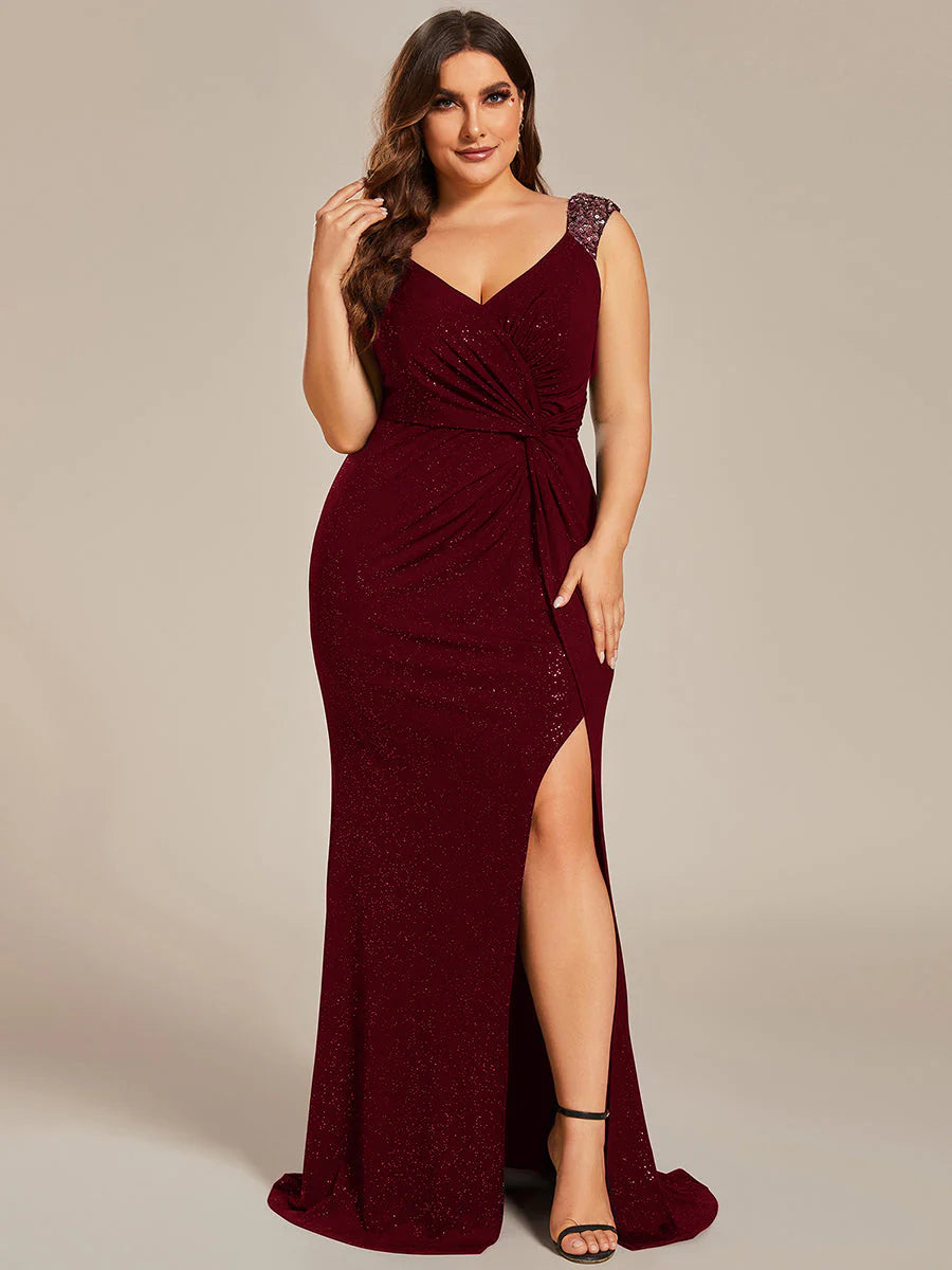 Glitter Split Plus Size Evening Dress Size 22