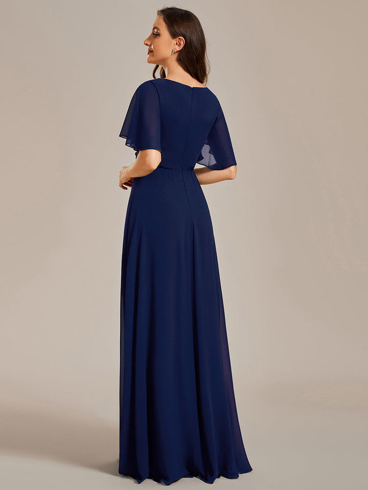 V Neck Appliques Pleated Bridesmaid Dresses - CALABRO®