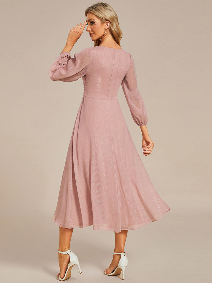 Shiny Chiffon Wholesale Wedding Guest Dresses with Long Sleeve - CALABRO®