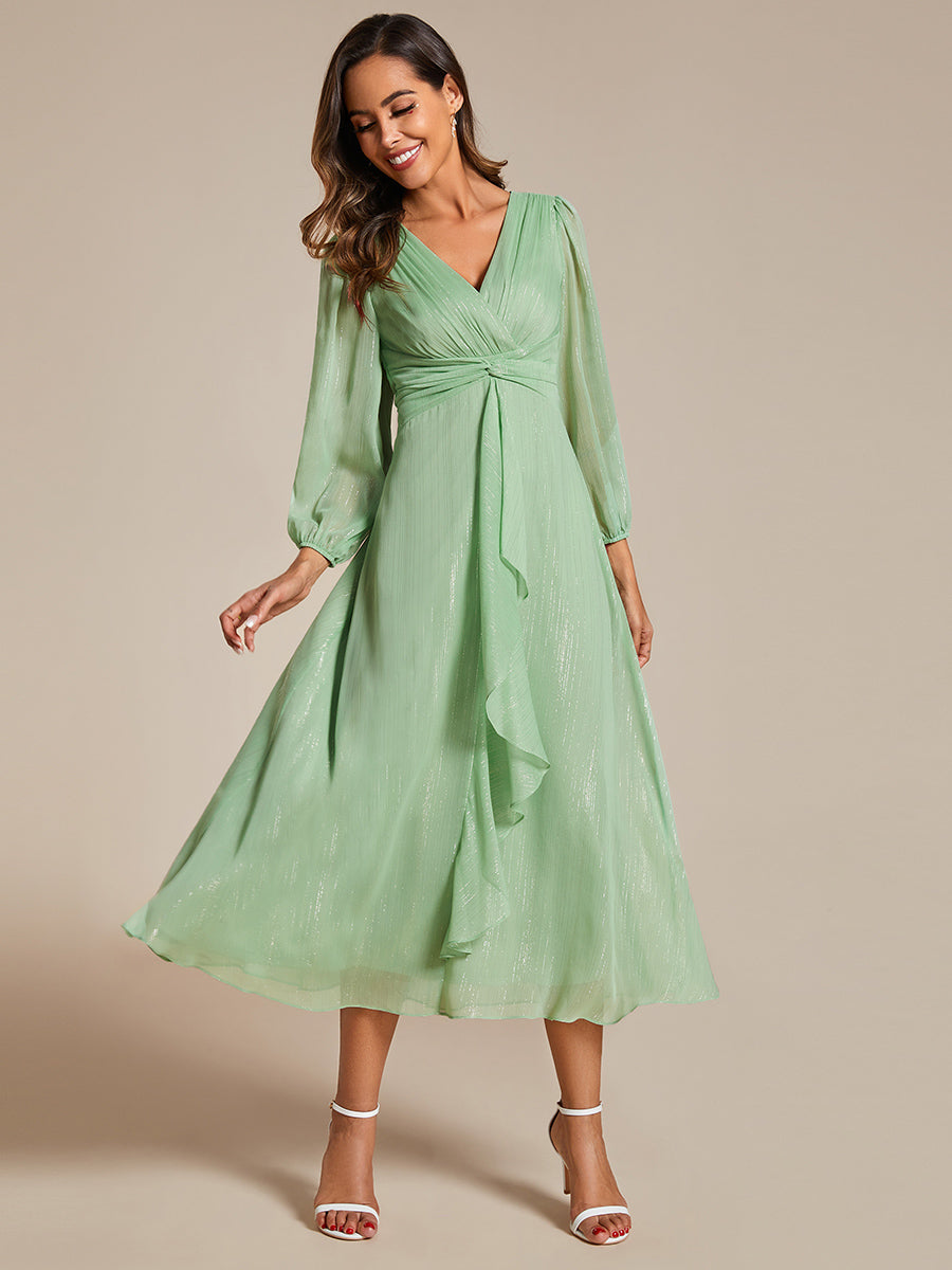 Shiny Chiffon Wholesale Wedding Guest Dresses with Long Sleeve - CALABRO®