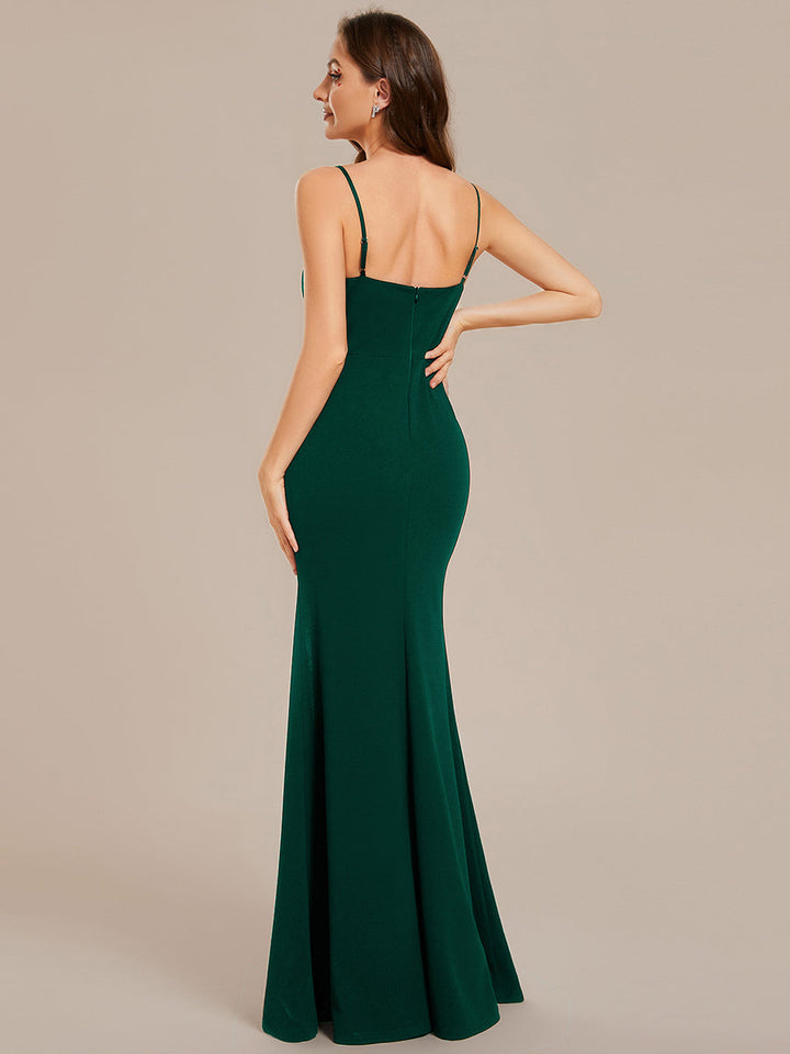 V Neck Side Split Fishtail Shiny Evening Dresses - CALABRO®