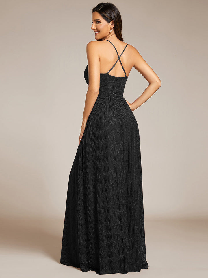 Sparkle Sleeveless Backless Cross Strap Formal Evening Dress - CALABRO®