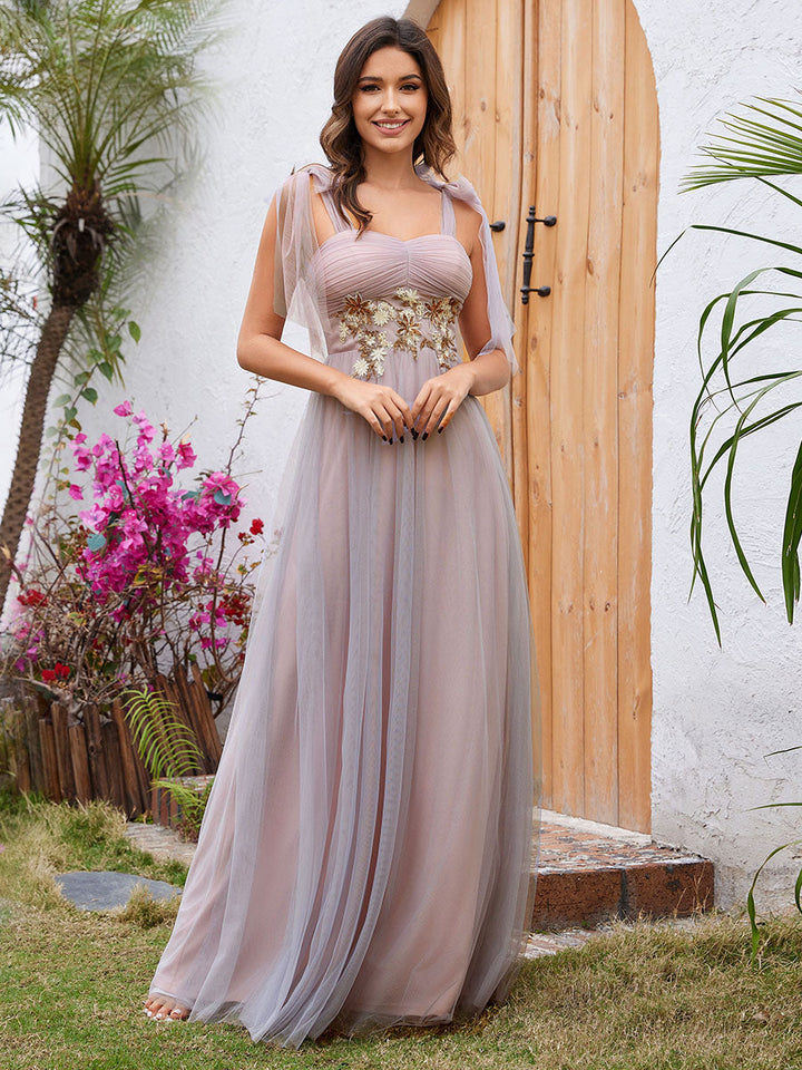 Appliques Lace Sweetheart Neckline Tulle Bridesmaid Dress - CALABRO®