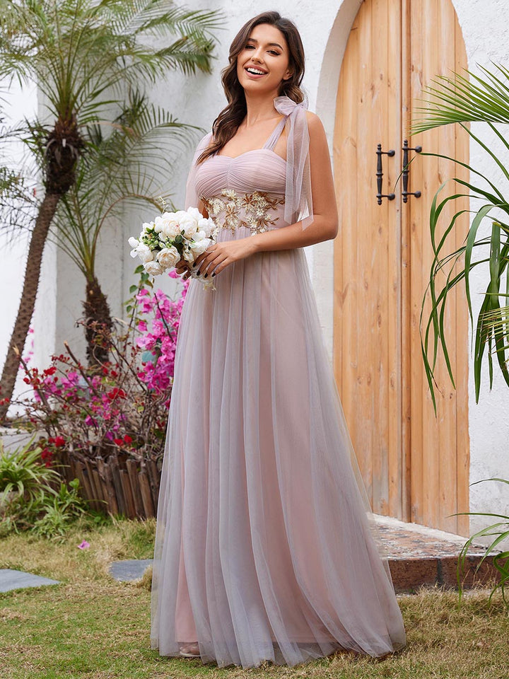 Appliques Lace Sweetheart Neckline Tulle Bridesmaid Dress - CALABRO®