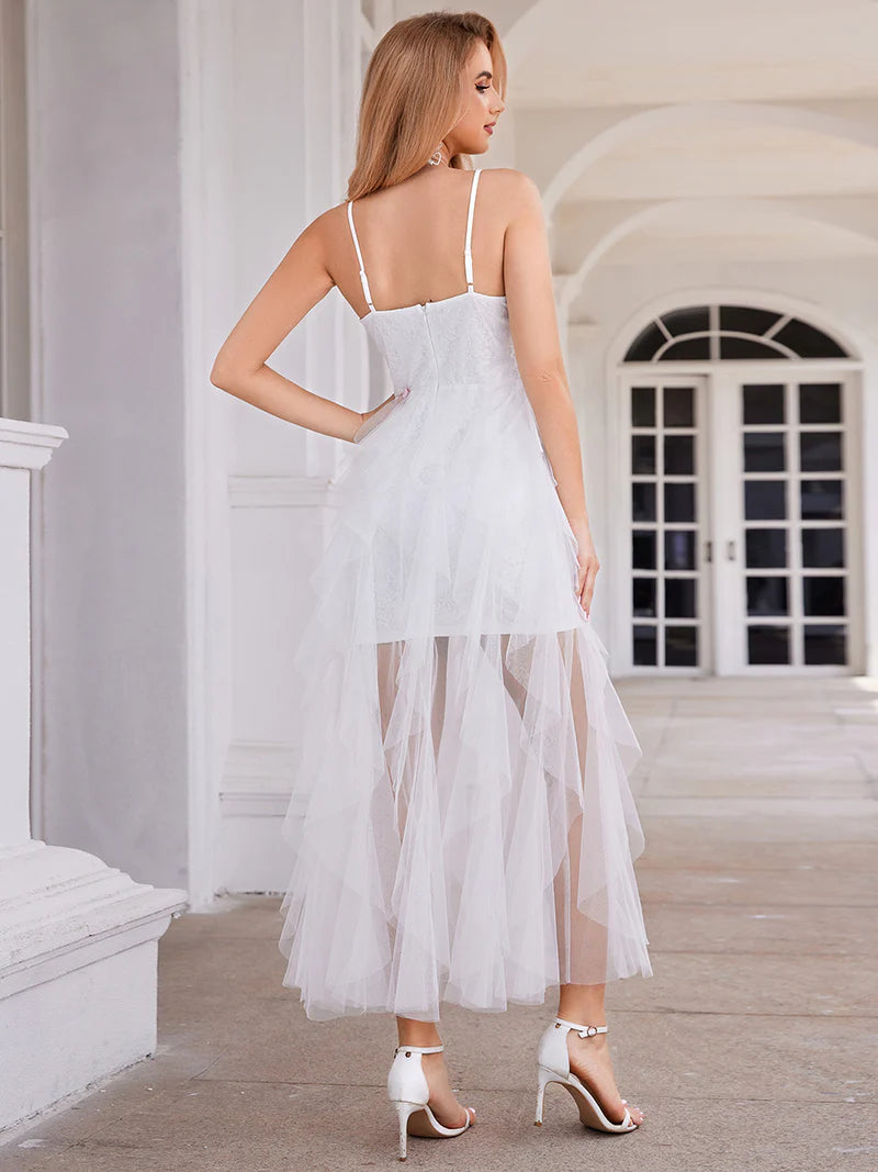 Exquisite Sweetheart Tulle Evening Dress With Spaghetti Straps - CALABRO®