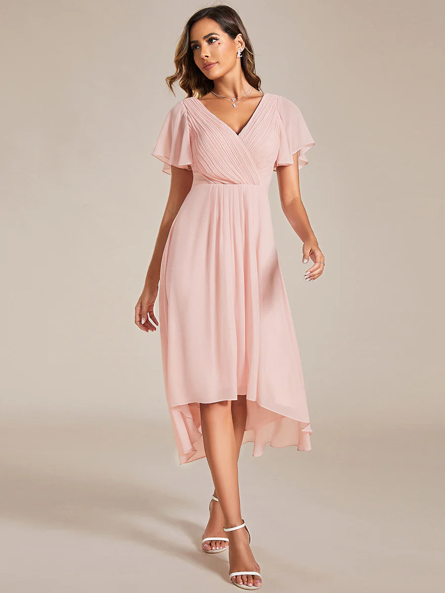 Pleated Ruffles Chiffon Wedding Guest Dresses