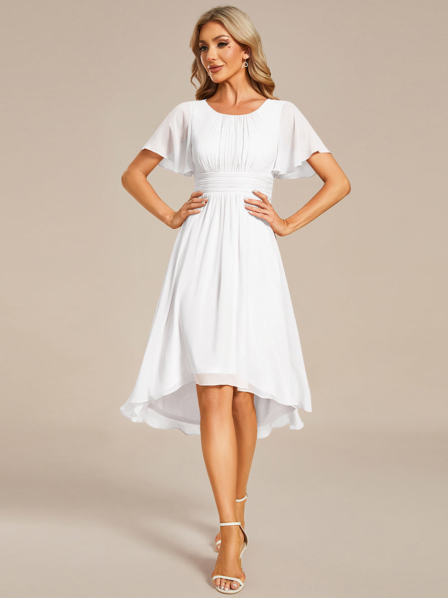 Graceful Lotus Leaf Pleated A-Line Knee Length Wedding Guest Dress - CALABRO®