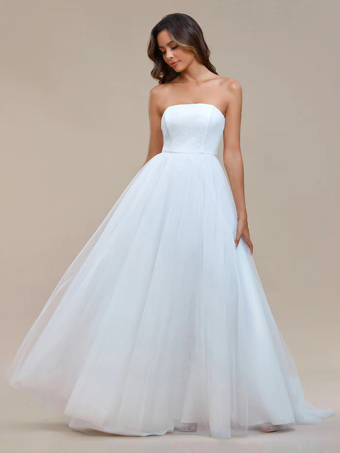 Simple Off Shoulder Mesh Wedding Dresses - CALABRO®