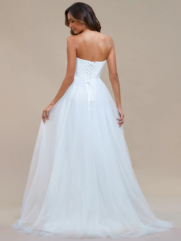 Simple Off Shoulder Mesh Wedding Dresses - CALABRO®