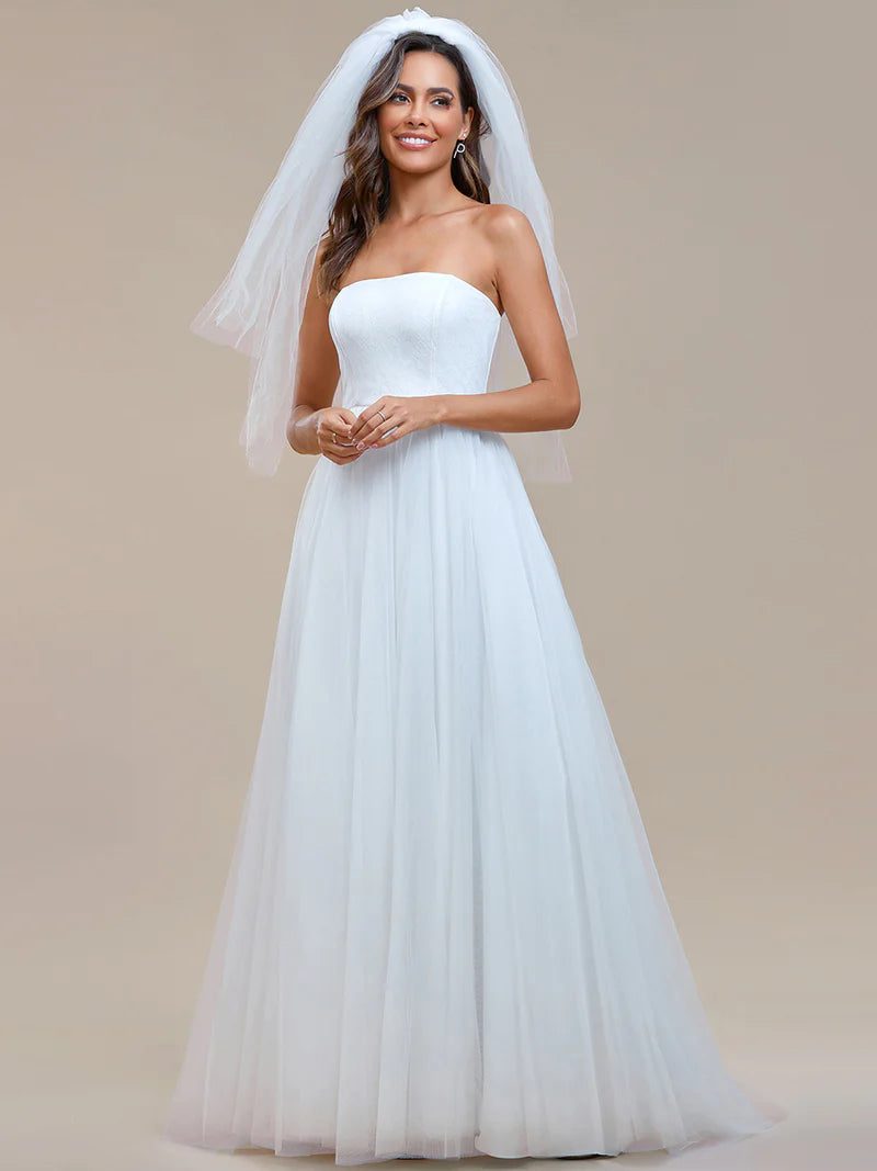 Simple Off Shoulder Mesh Wedding Dresses - CALABRO®