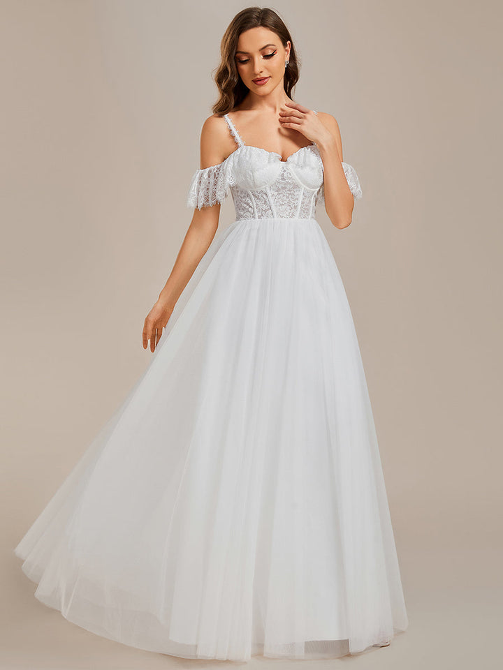 Spaghetti Straps See-Through Lace & Tulle Wedding Dresses - CALABRO®