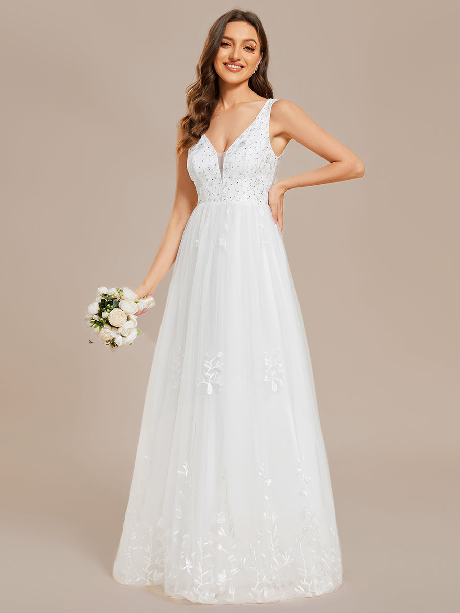 Sequins Pearl Beading Sweetheart Neck Wedding Dresses - CALABRO®