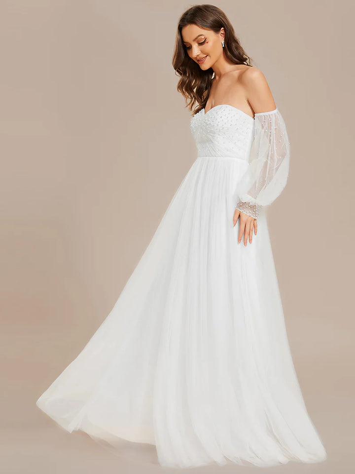 Elegant Pure Sequins Mesh Beaded Sweetheart Wedding Dresses - CALABRO®