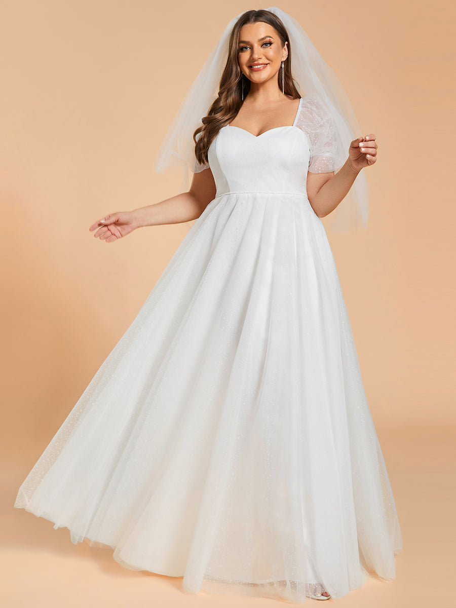 Plus Size Sweetheart Simple Wedding Dress with Puff Sleeves - CALABRO®