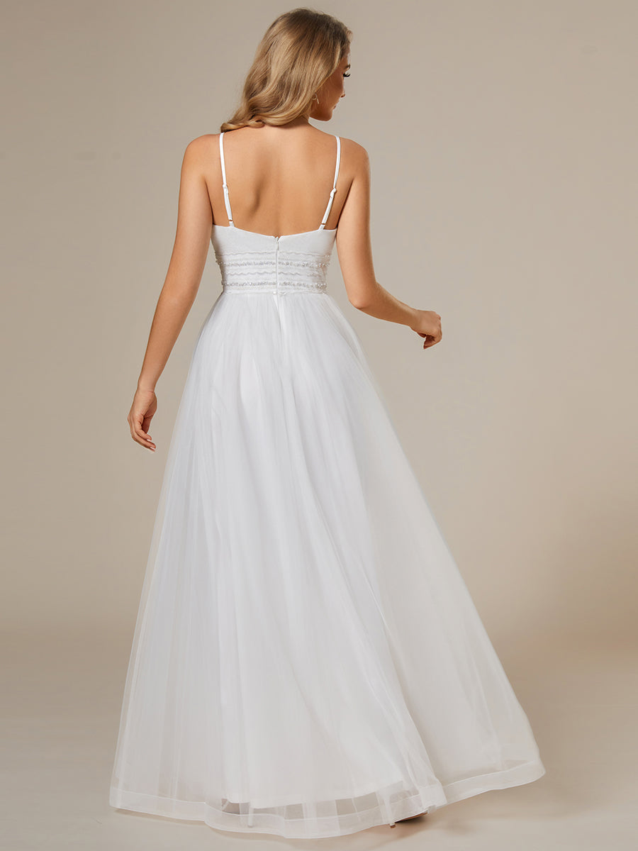 Maxi Long Sequin Tulle Sleeveless Wedding Dresses - CALABRO®