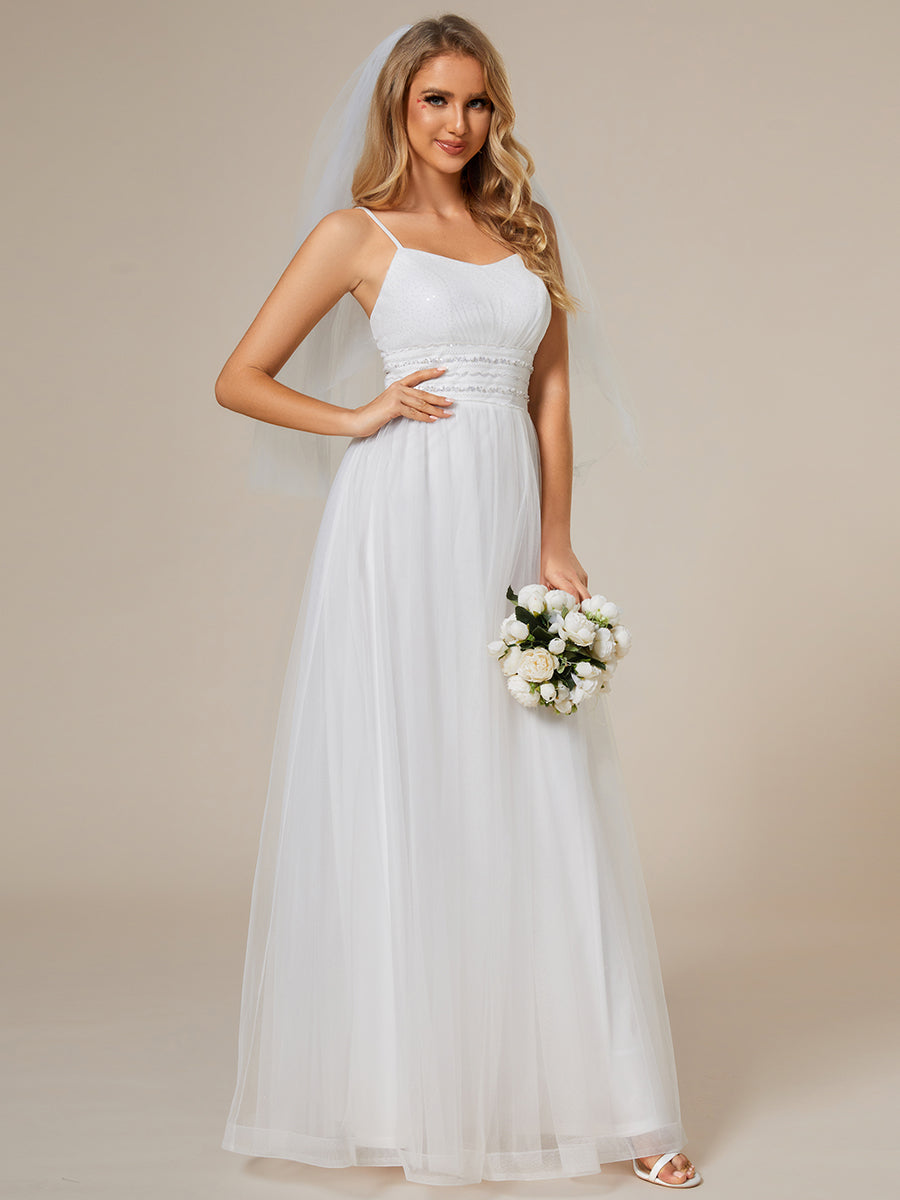 Maxi Long Sequin Tulle Sleeveless Wedding Dresses - CALABRO®