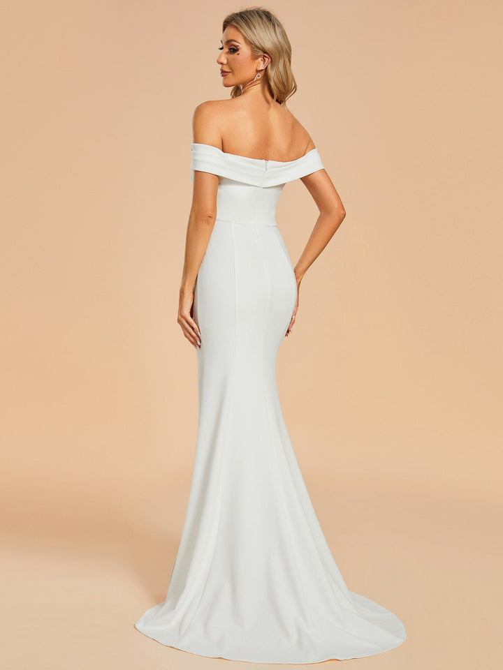 Maxi Long Side Split Wedding Dresses With Off Shoulder - CALABRO®