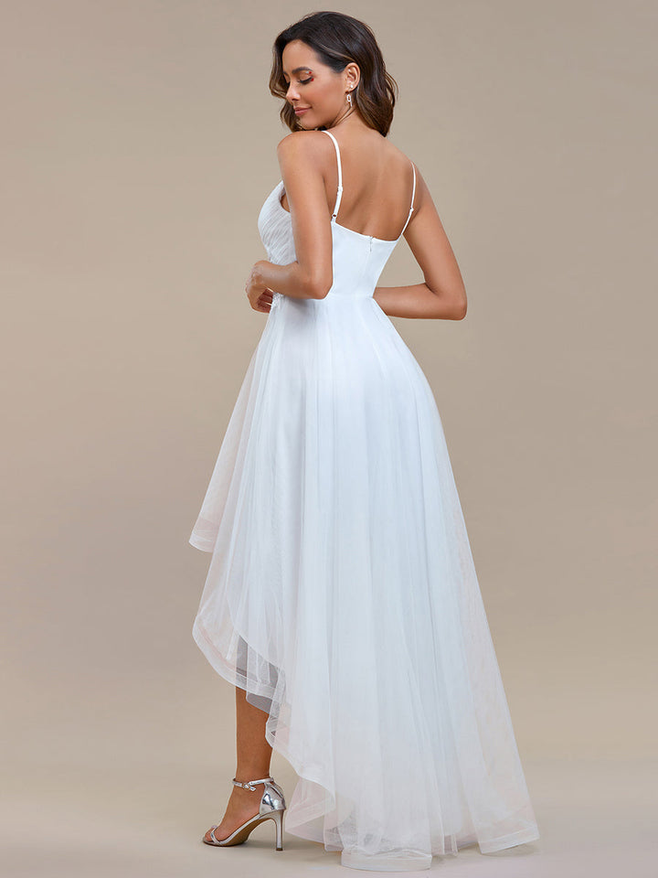 High Low Mesh Appliques Wedding Dress - CALABRO®