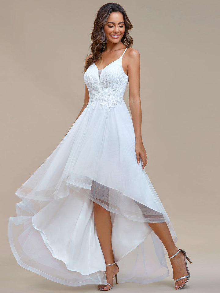 High Low Mesh Appliques Wedding Dress - CALABRO®