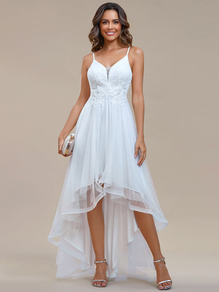 High Low Mesh Appliques Wedding Dress - CALABRO®