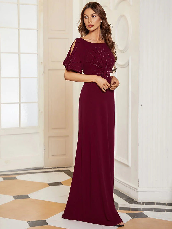 Cold Shoulder Rhinestone Detail Evening Dress