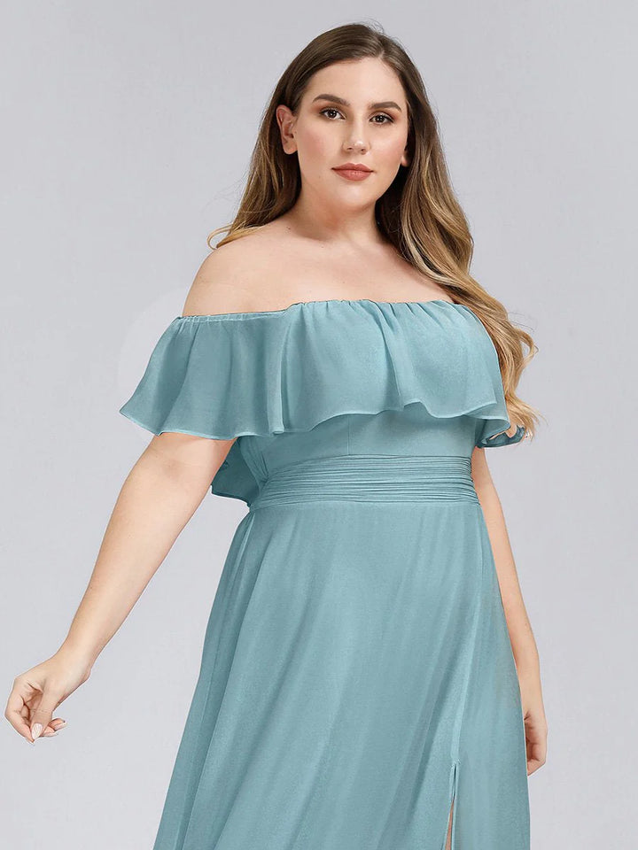 Off Shoulder High Split Bridesmaid Dress - CALABRO®