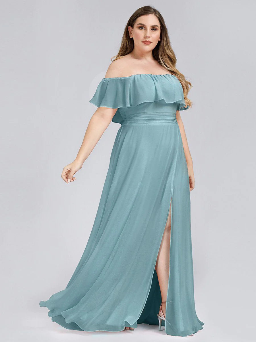 Off Shoulder High Split Bridesmaid Dress - CALABRO®