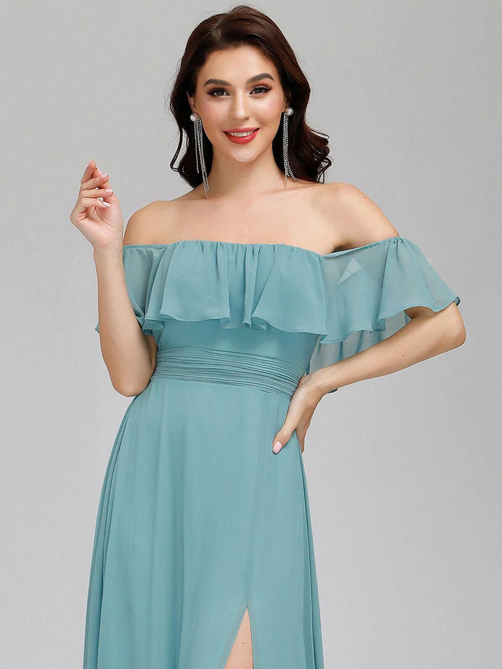 Off Shoulder High Split Bridesmaid Dress - CALABRO®