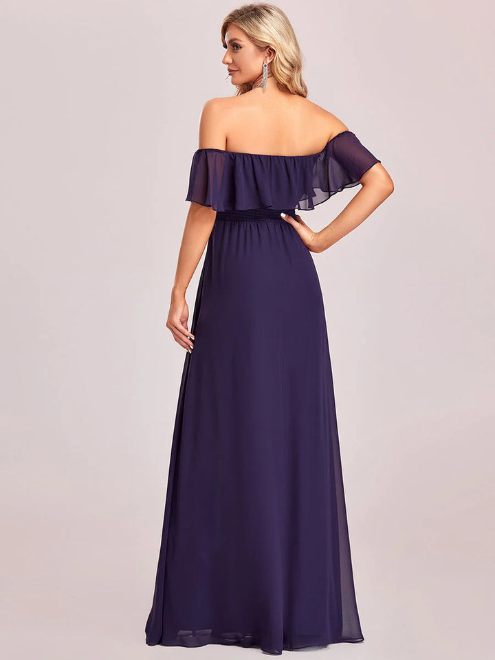 Off Shoulder High Split Bridesmaid Dress - CALABRO®