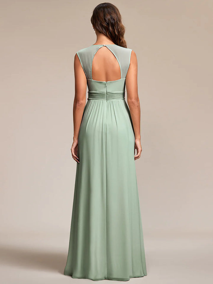 V-Neck Flowy Sleeveless Bridesmaid Dress - CALABRO®