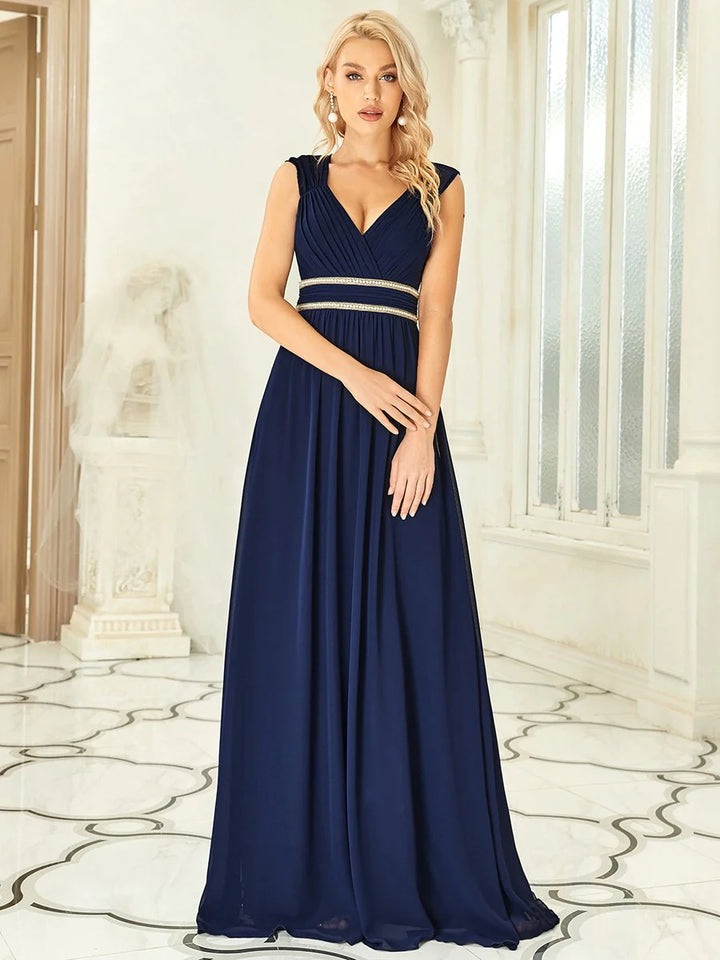 V-Neck Flowy Sleeveless Bridesmaid Dress - CALABRO®