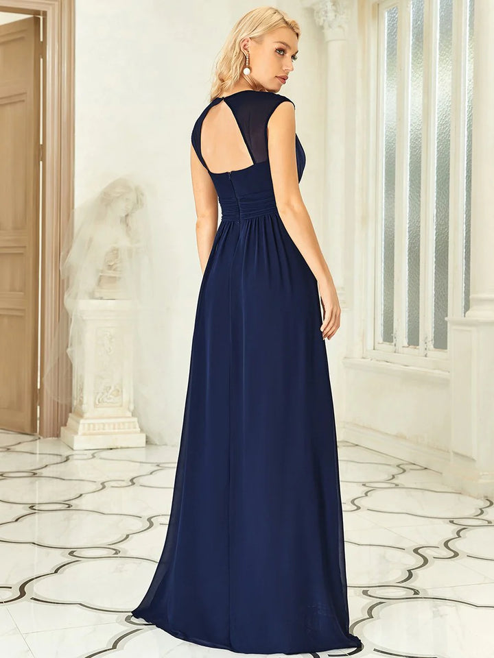 V-Neck Flowy Sleeveless Bridesmaid Dress - CALABRO®