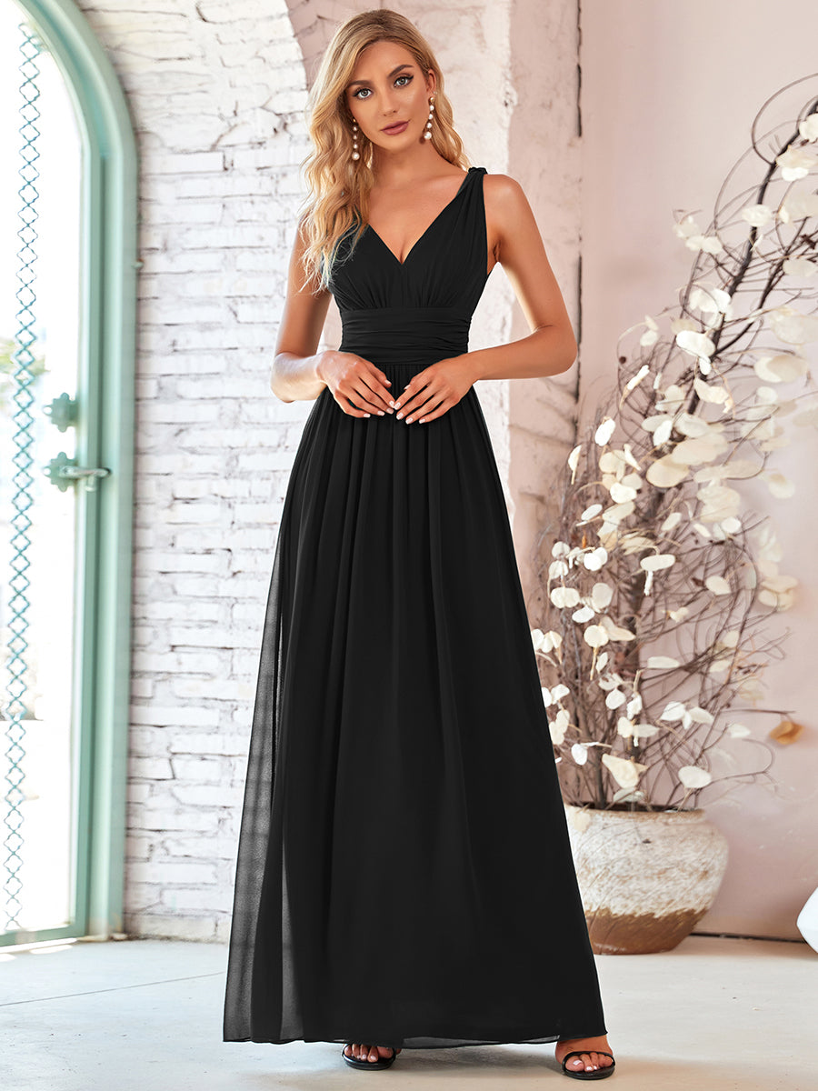 Elegant Double V-Neck Maxi Long Evening Dresses - CALABRO®