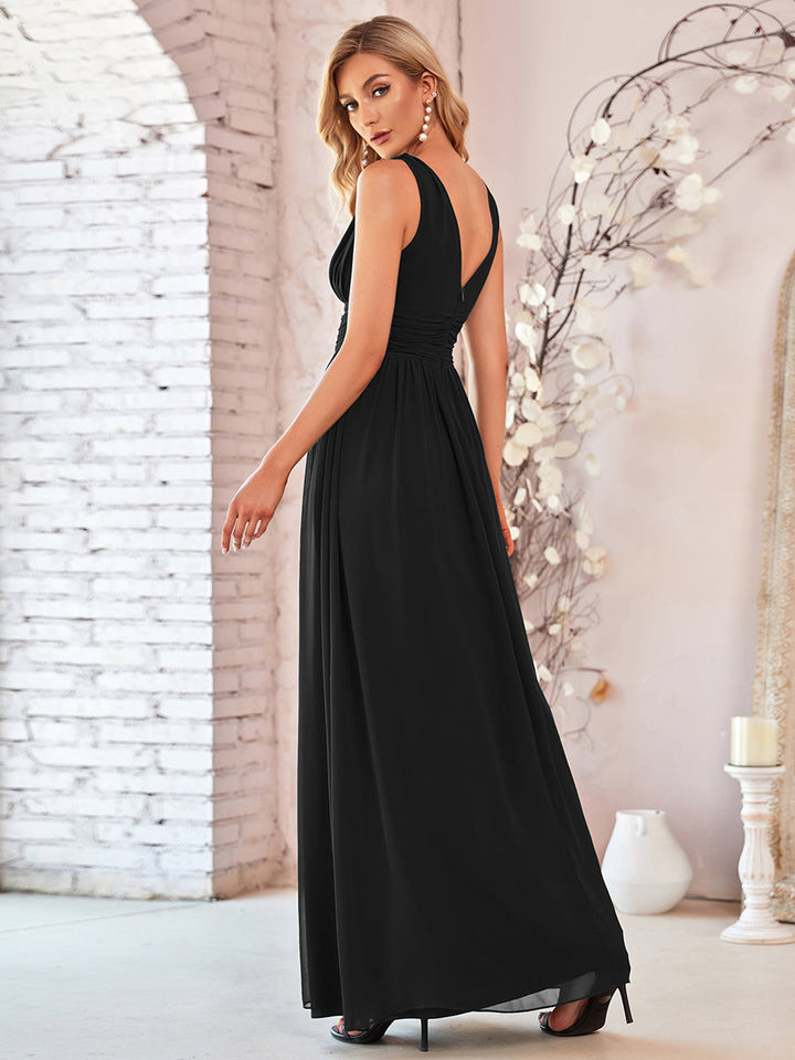 Elegant Double V-Neck Maxi Long Evening Dresses - CALABRO®