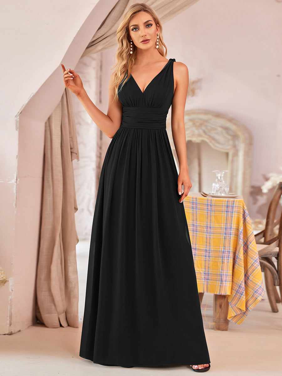 Elegant Double V-Neck Maxi Long Evening Dresses - CALABRO®