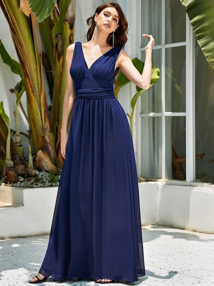 Sparkly Deep V-Neck Fitted Bridesmaid Dress - CALABRO®