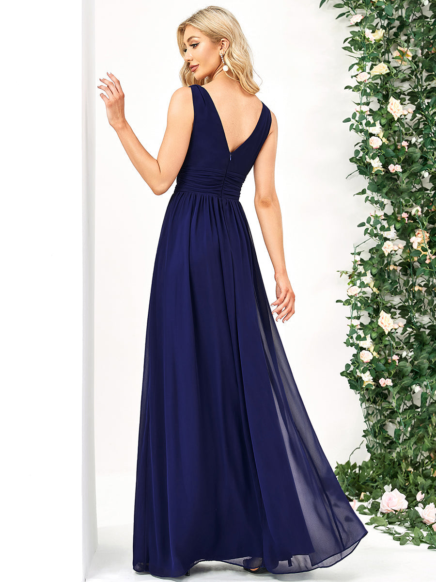 Elegant Double V-Neck Maxi Long Evening Dresses - CALABRO®