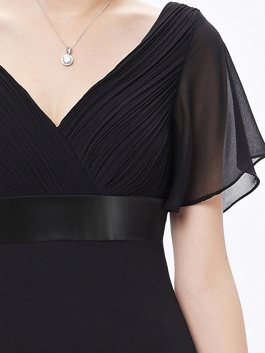 Glamorous Double V-Neck Ruffles Padded Evening Dresses