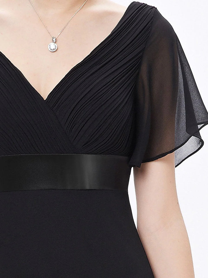 Glamorous Double V-Neck Ruffles Padded Evening Dresses
