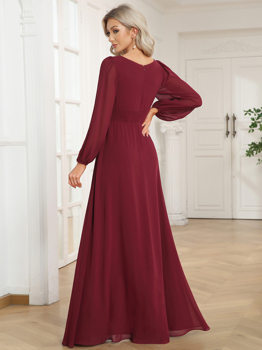 Round Neck Bridesmaid Dresses with Long Lantern Sleeves - CALABRO®