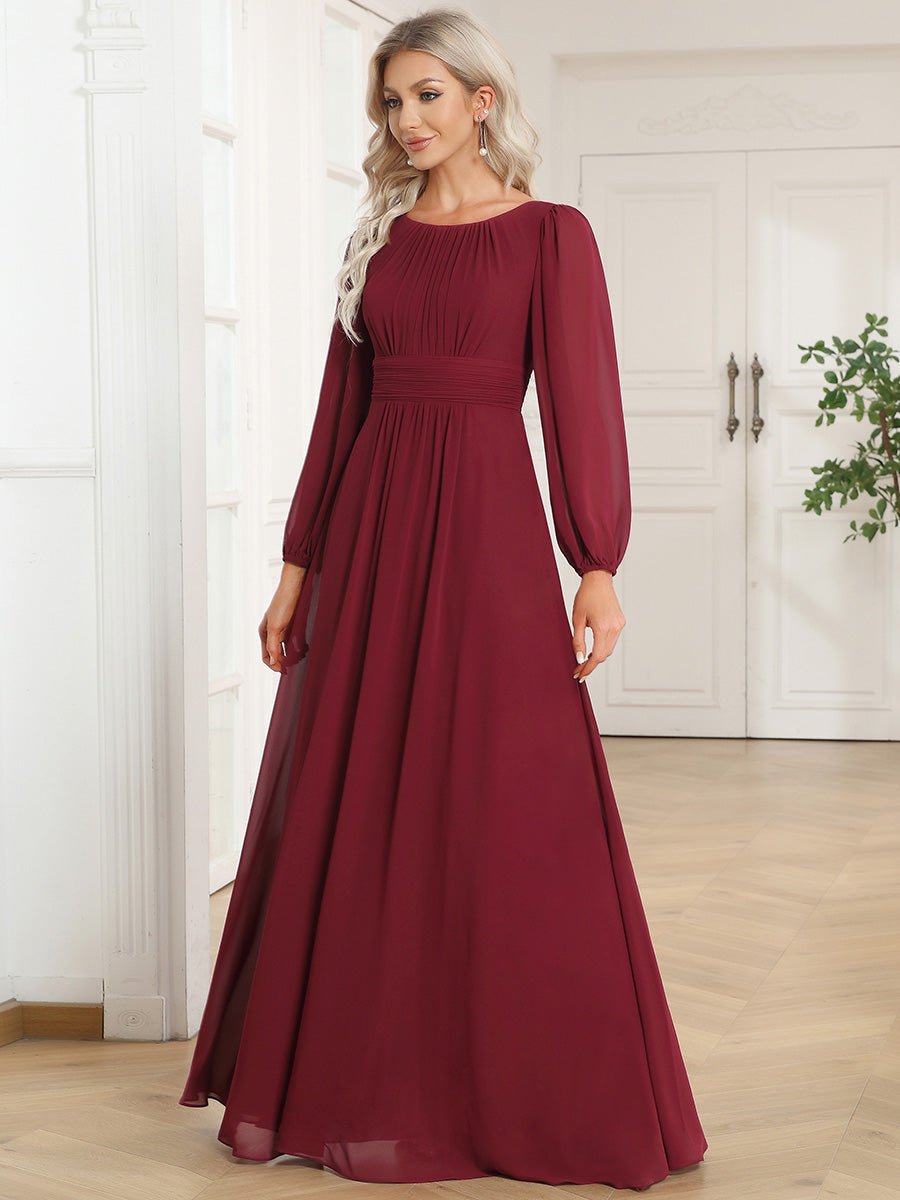 Round Neck Bridesmaid Dresses with Long Lantern Sleeves - CALABRO®