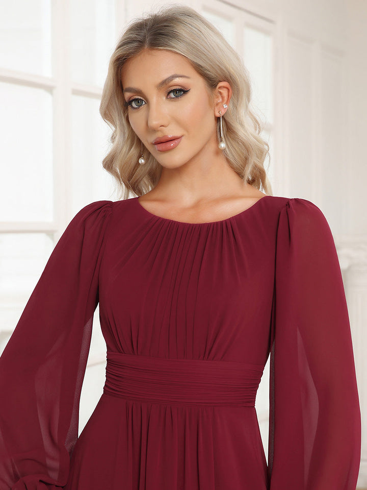 Round Neck Bridesmaid Dresses with Long Lantern Sleeves - CALABRO®