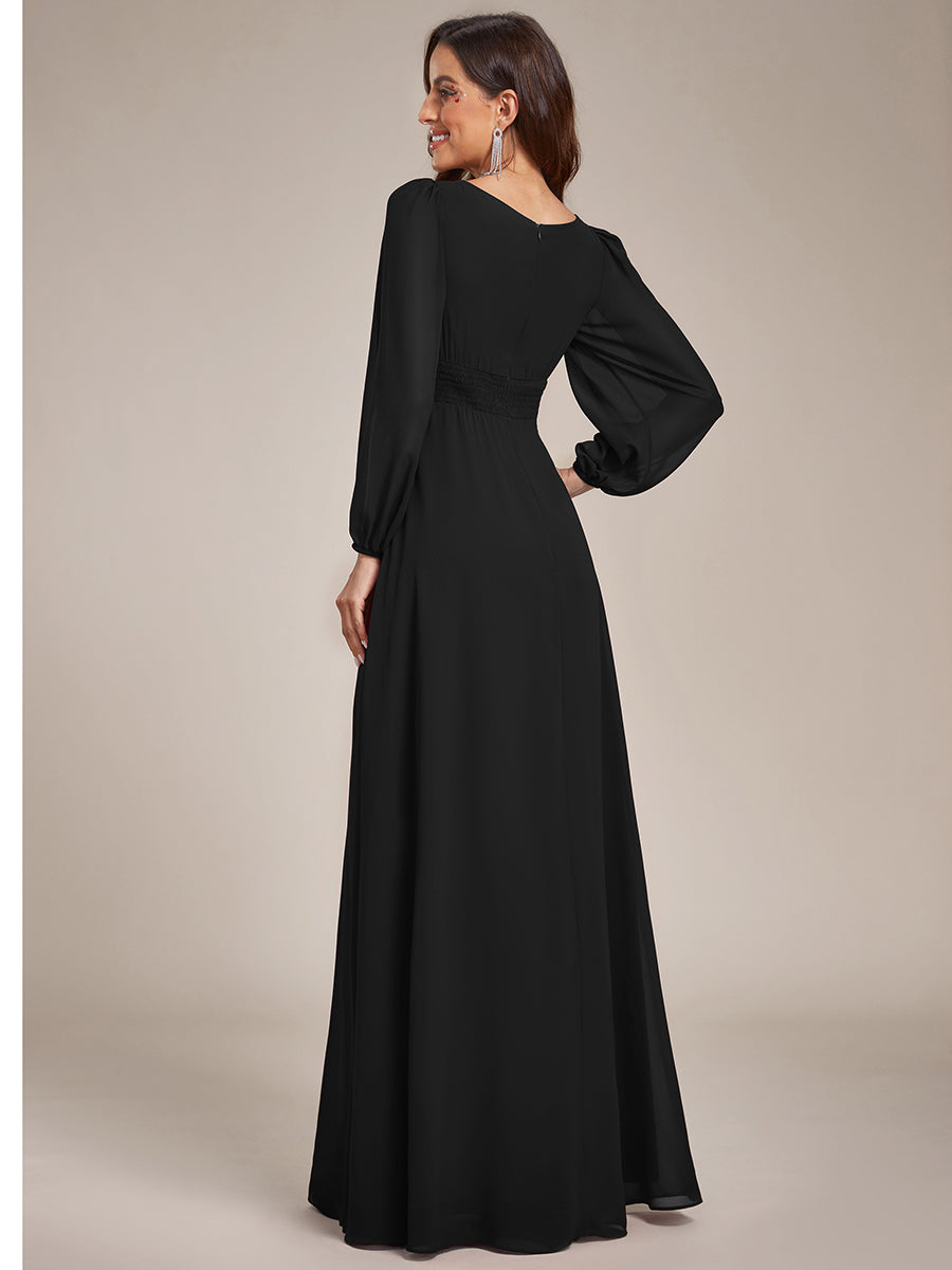 Round Neck Bridesmaid Dresses with Long Lantern Sleeves - CALABRO®