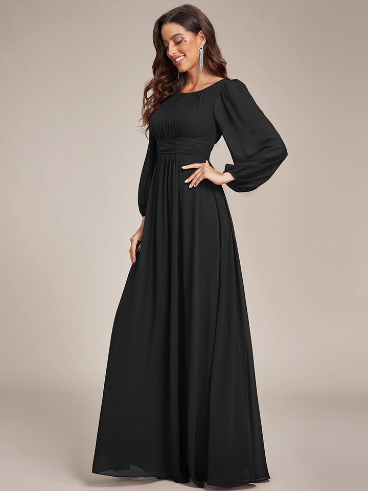 Round Neck Bridesmaid Dresses with Long Lantern Sleeves - CALABRO®