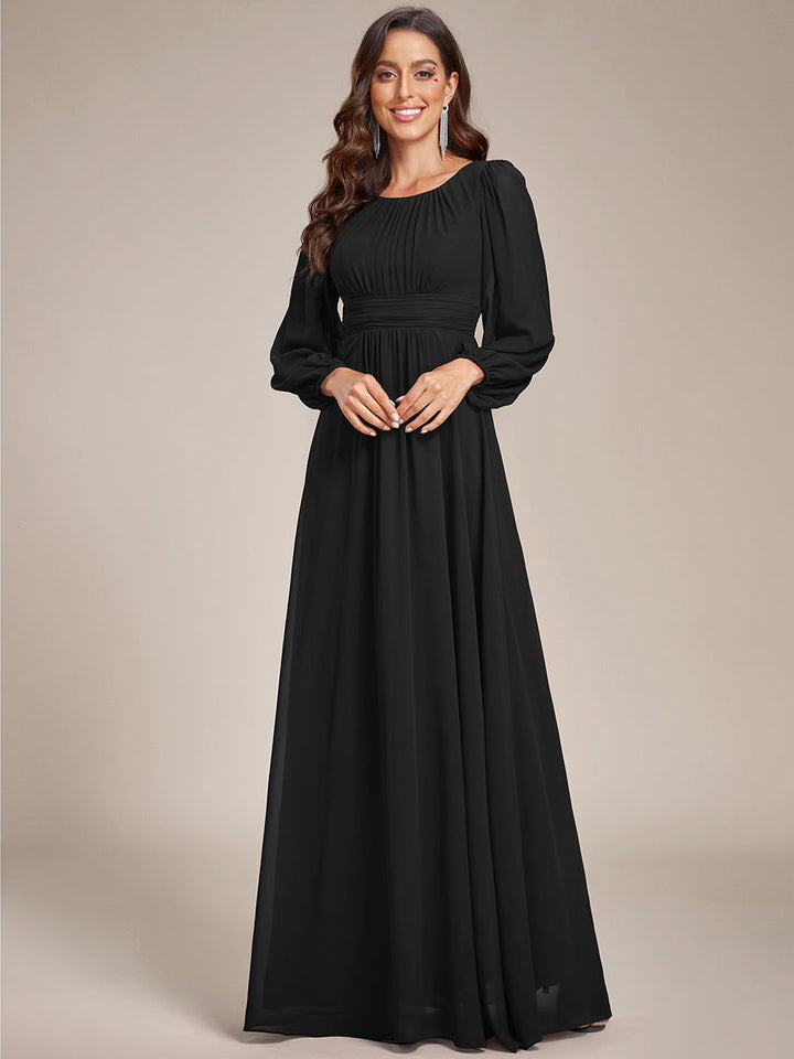 Round Neck Bridesmaid Dresses with Long Lantern Sleeves - CALABRO®