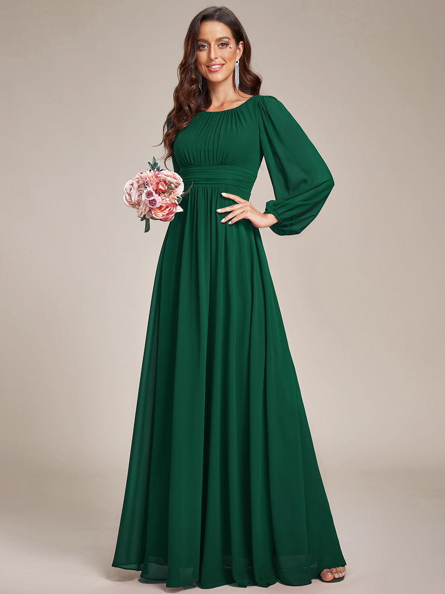 Round Neck Bridesmaid Dresses with Long Lantern Sleeves - CALABRO®