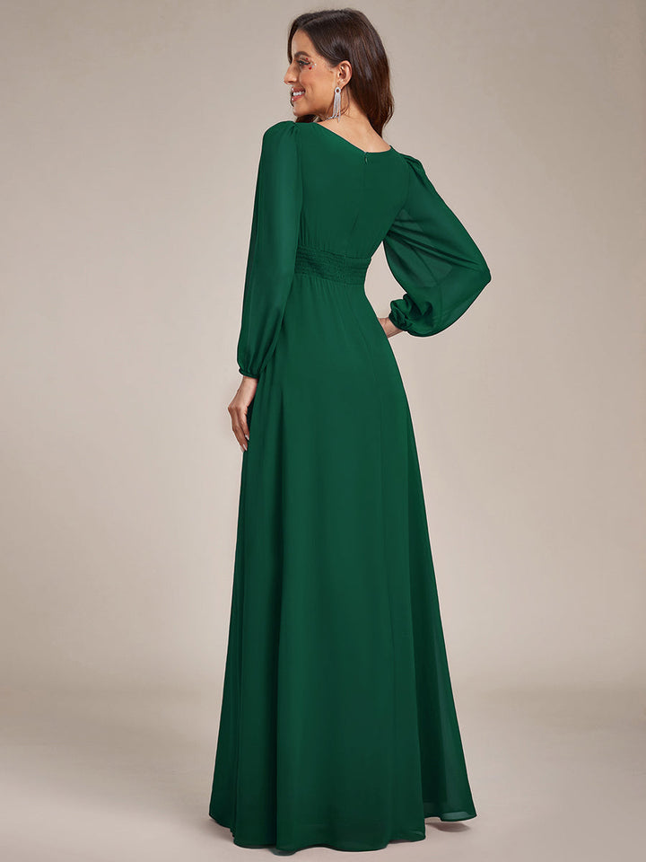 Round Neck Bridesmaid Dresses with Long Lantern Sleeves - CALABRO®