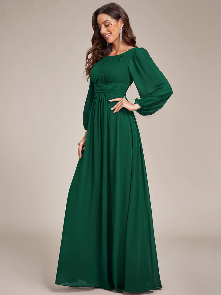 Round Neck Bridesmaid Dresses with Long Lantern Sleeves - CALABRO®