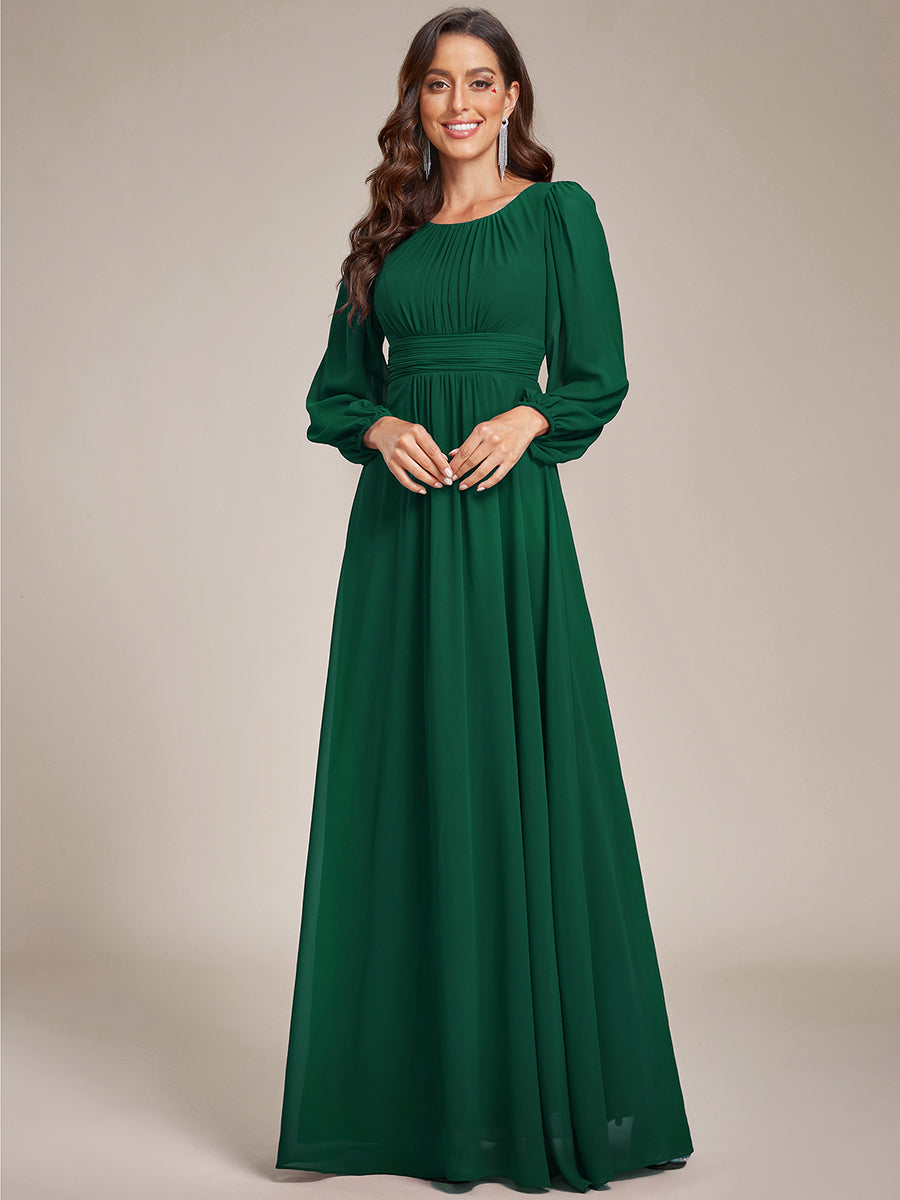 Round Neck Bridesmaid Dresses with Long Lantern Sleeves - CALABRO®